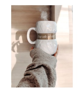 Yumak Kupa Örgü Kupa Yumak Şeklinde Lüx Seramik Kupa, Mug, Çay Fincanı, Nescafe Fincanı (Beyaz)