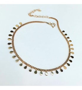 GÜMÜŞ ROSE BRONZ RENK DAMLA PULLU HALHAL (Rose)