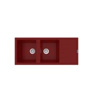 POLEX Cristalüx Granit Evye P-X116 2 Hazneli Tezgah Altı Ve Tezgah Üstü Mutfak Evyesi 116,5x50,8cm (Bordo)