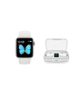 Vestel Venüs E5 E3 Uyumlu Watch 6 Series Akıllı Saat Ve Earbuds Tws A10s Bluetooth Kulaklık (Beyaz)