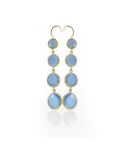 Kadir Jewellery 22 Ayar Altına Kaplama Kadın Sallantılı Küpe -El İşçiliği Ve Hipoalerjenik Küpe (Gece Mavisi)