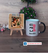 Arkadaşa Hediye Fotoğraflı Dekoratif Taş, Kupa Bardak Beyaz Hediye (Model 9)