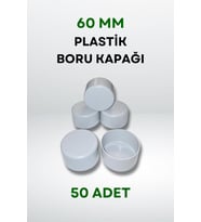 Plastik Boru Kapağı 60 MM (50 Adet) (Açık Gri)