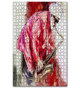 Cakapuzzle Yağlı BoyaSaksafon İle Yaşlı Caz Sanatçısı Puzzle Yapboz MDF (Ahşap) (255 Parça)