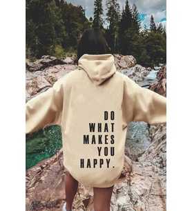 Do What Baskılı Oversize Sweatshirt (Bej)