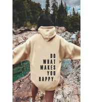 Do What Baskılı Oversize Sweatshirt (Bej)