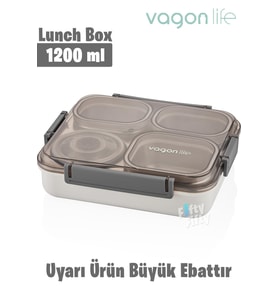 Vagonlife Büyük Ebat 1200 ML (Sızdırmaz,Karışmaz 4 Bölmeli) Lunch Box Yeni Nesil Sefer Tası -FF7080