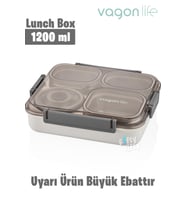 Vagonlife Büyük Ebat 1200 ML (Sızdırmaz,Karışmaz 4 Bölmeli) Lunch Box Yeni Nesil Sefer Tası -FF7080