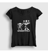 Presmono Kadın Haki Sans Papyrus Undertale T-Shirt 32363tt (Siyah)