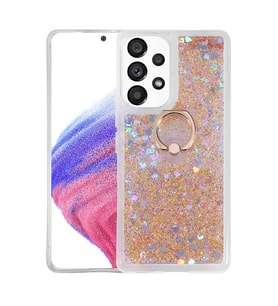 Galaxy A53 5G Kılıf Zore Milce Simli Pullu Yüzüklü Kılıf (Gold)