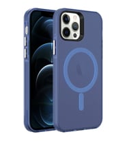 Apple iPhone 12 Pro Kılıf Zore Magsafe Şarj Özellikli Buzlu Transparan C-Pro Sert Kılıf (Lacivert)