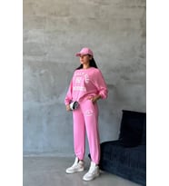 Nare Pamuklu Beyaz Kadın Eşofman Takımı (Pembe)
