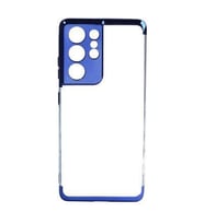 Galaxy S21 Plus Kılıf İnce Köşeleri Renkli Şeffaf Silikon (Mavi)