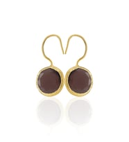 Kadir Jewellery 22 Ayar Altın Kaplama Kadın Taşlı Küpe -El İşçiliği Ve Hipoalerjenik Küpe -E01 (Bordo)