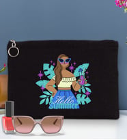 BK Gİft Yaz Temalı-3 Astarlı Portföy Çanta 30x21cm(12 Renk Seçeneği), Baskılı El Çantası, Organizer Çanta (Siyah)