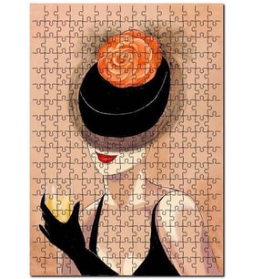 Cakapuzzle Turuncu Çiçekli Kadehli Kadın Görsel Puzzle Yapboz MDF (Ahşap) (500 Parça)