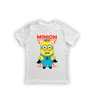 Minions baskılı pamuklu penye kumaş yazlık çocuk tişört (Beyaz)