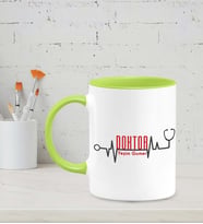 Kişiye Özel Doktor Tasarımlı Siyah Kupa (Yeşil-Beyaz)