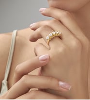 925 Ayar Gümüş Beştaş Yüzük (Gold)
