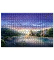 Cakapuzzle Manzara Resmi Nehir Ev Orman  Puzzle Yapboz MDF (Ahşap) (1000 Parça)