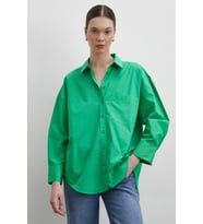 Oversize Pamuklu Gömlek Hardal (Yeşil)