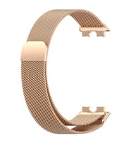 Huawei Band 8 Uyumlu Kordon Mıknatıslı Metal Hasır Kayış (Rose - Gold)