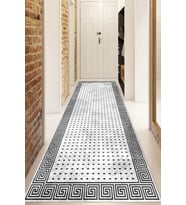Dijital Baskılı Kaymaz Taban Yıkanabilir Modern Yolluk Ve Koridor Halısı NDU-HT-156 (Beyaz)