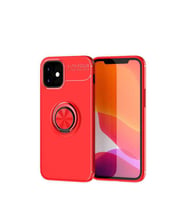 Uyumlu Model Apple iPhone 12 Mini Kılıf Yüzüklü Magnetli Ravel Case (Kırmızı)