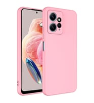 Xiaomi Redmi Note 12 4G Kılıf Kamera Korumalı iÇi Süet Dokulu Lansman Tipi Silikon (Pembe)