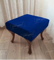 Ayak Ucu Kapı Önü Antre Düz Bench Puf Ceviz Ayak (Lacivert)
