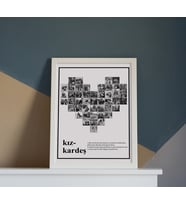 KIZ KARDEŞ YAZILI KALP KOLAJ ÇERÇEVE (SİYAH BEYAZ) (Beyaz)