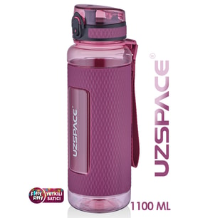 Uzspace FiftyFifty 1100ml -MEGA BÜYÜK BOY- Tritan Su Matarası Silikon Korumalı Kaydırmaz Gövde