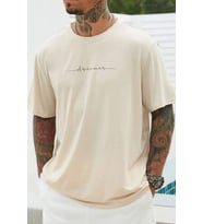 Erkek Dreamer Baskılı Oversize Tshirt (Bej)
