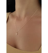 14 Ayar Altın Taşlı Deniz Yıldızı Kolye (Beyaz)