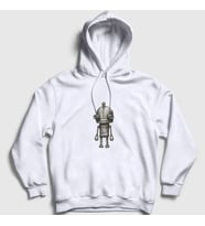 Presmono Unisex Beyaz Josef Oyun Machinarium Kapüşonlu Sweatshirt 509913tt (Beyaz)