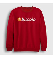 Presmono Unisex Beyaz Btc Bitcoin Sweatshirt 263287tt (Kırmızı)