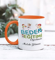 Beden Eğitimi Öğretmeni Tasarımlı Kişiye Özel Kupa Bardak (Turuncu)