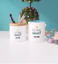 Uçak Mühendisi Kupa Bardak Lacivert ve Kalemlik (Model 2)