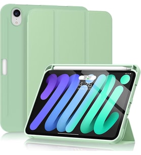 Apple iPad Mini 7 Mini 6 Kılıf Kalem Bölmeli Smart Case A2567 A2568 A2569 (Açık Yeşil)