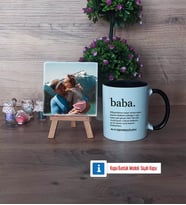 Babaya Hediye Fotoğraflı Dekoratif Taş, Kupa Bardak Beyaz Hediye (Model 11)