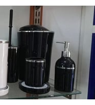 AKRİLİK 5 PARÇA KOVALI BANYO SETİ krem renk (Siyah)