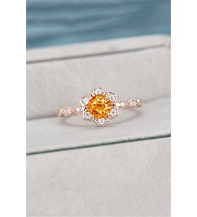 Çiçek Vintage Model 14 K Rose Altın Kaplama Ayarlanabilir Kadın Yüzük (Turuncu)