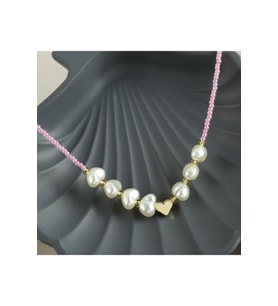 İnci Kum Boncuk Kolye (Açık Pembe)