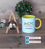 Anneye Hediye Kupa Bardak Beyaz ve Fotoğraflı Ahşap Anahtarlık Hediye (Model 7)
