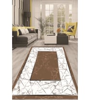 Dijital Kaymaz Taban Yıkanabilir Modern Renkli Salon Halısı Mutfak Halısı Yolluk ND-HT-656 (Kahverengi)