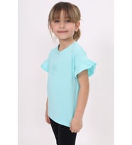 Toontoy Kız Çocuk Baskılı Tişört (Mint Yeşili)