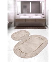 Dijital Baskılı Kaymaz Taban Yıkanabilir Oval 2'li Klozet Takımı Banyo Paspası NOKZ-SD-440 (Çok Renkli)