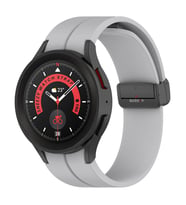 Samsung Galaxy Watch 4 5 Pro 40 42 44 45 46mm Uyumlu Kavisli Coastal Manyetik Tokalı Silikon Kordon (Gri)