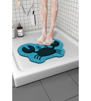 Yengeçli Banyo Paspası Kaymaz Taban Yumuşak Esnek  Paspas Islak Zemin Hijyenik Paspas (40x60 cm) (Mavi)