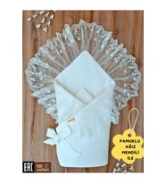 DANTELLİ BEBEK BATTANİYESİ %100 PAMUKLU DOĞAL ORGANİK UYKU KUNDAĞI HEDİYELİK YENİDOĞAN MEVLÜTLÜK KND45504 (Beyaz)